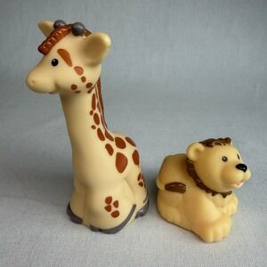 Fisher Price Little People Zoo Talkers Figures Lot Of 2 Animals Giraffe Lion